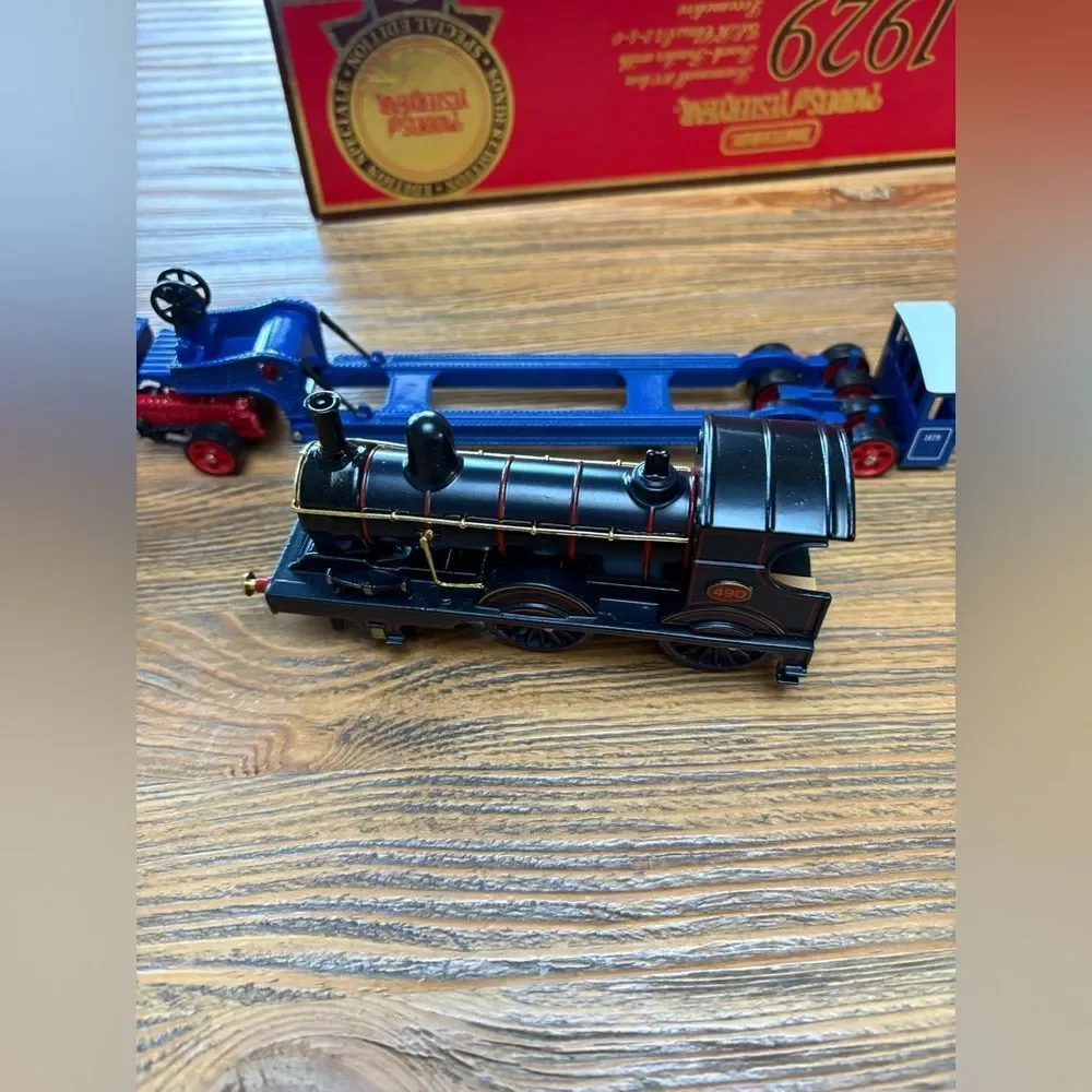 Vintage Matchbox Black and Blue Toy Locomotive Truck & Trailer Set